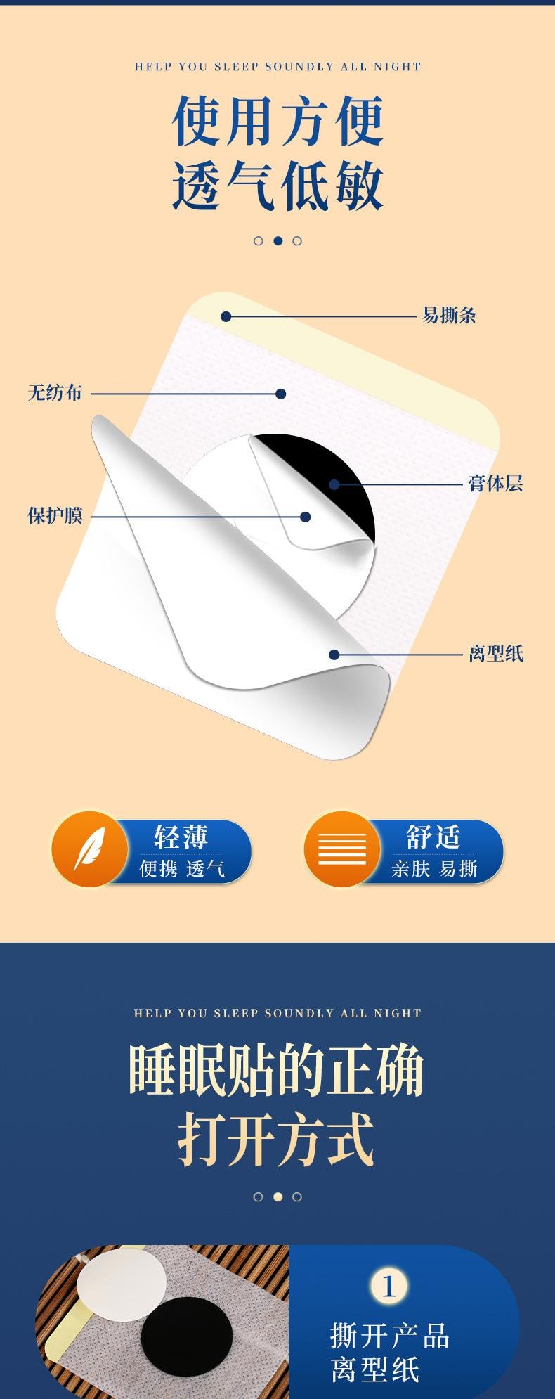 国药药材 睡眠贴压力 失眠舒眠贴 失眠贴 穴位按摩深度睡眠贴 改善睡眠 多梦 10贴/盒