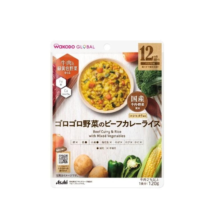【日本直郵】WAKODO和光堂 12月+寶寶輔食 高級系列 淡咖哩牛肉蔬菜燴飯 120g