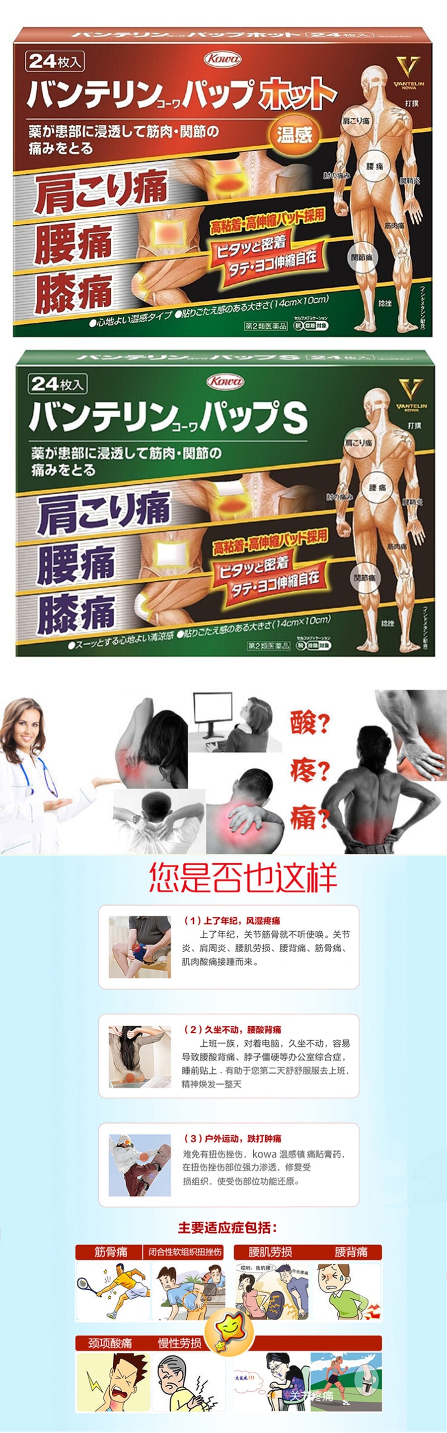 【日本直郵 】興和製藥KOWA 膏藥鎮痛貼 風濕關節 腰腿痛 肌肉酸痛 S 關節鎮痛貼 12枚