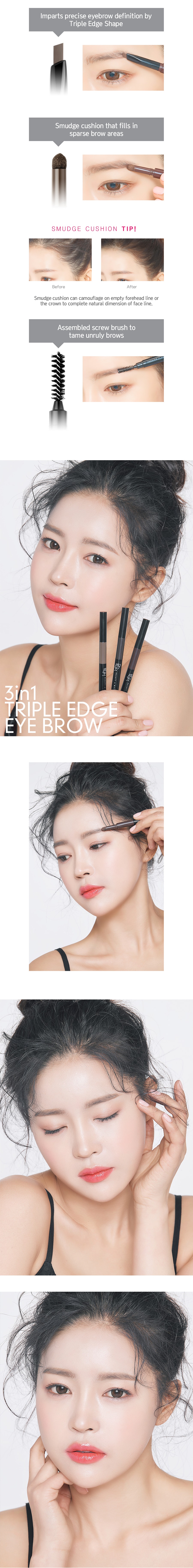 韓國 BOM 奇妙三合一眉筆 #02 深棕色 防水 眉粉眉筆眉刷 自然防水 0.2g眉筆/0.4g眉粉