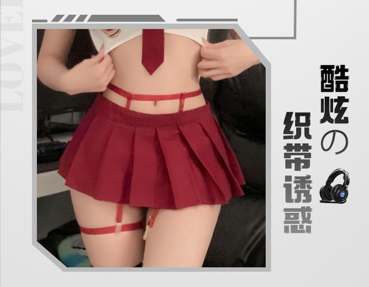 【中國直郵】霏慕 日系校園純欲齊臀JK套裝情趣內衣性感露臀水手製服