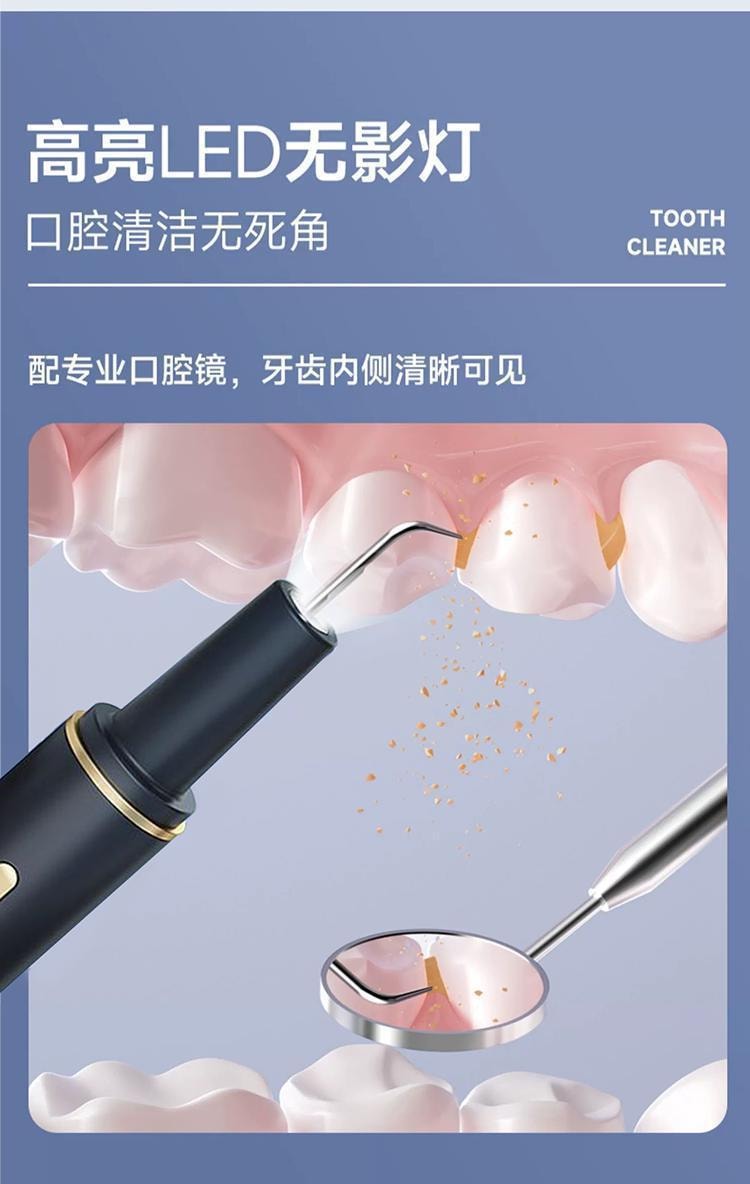 【中国直邮】超声波除牙石洗牙器洁牙器牙垢牙结石去除器洁牙仪电动美牙仪  皓月白