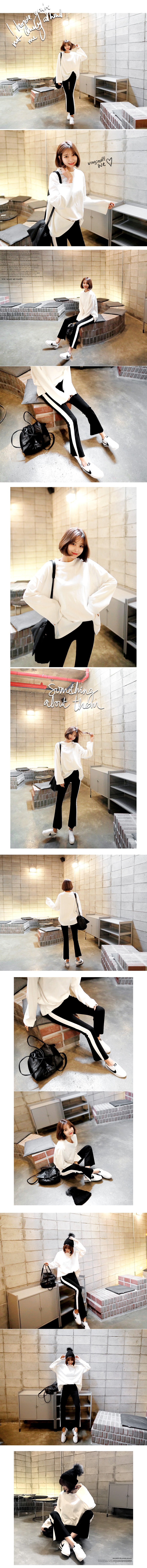 [Limited Quantity Sale] Side Striped Boot-Cut Ankle Leggings Black One Size(S-M)