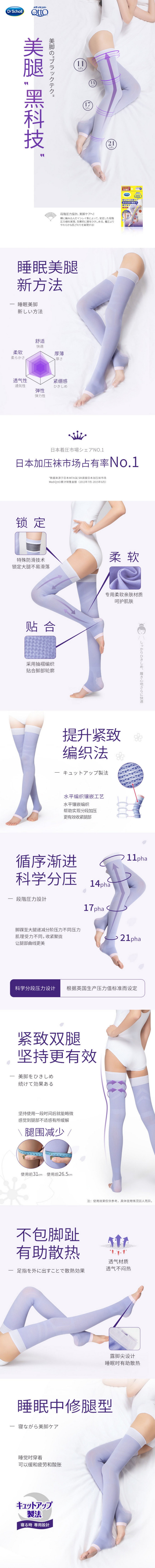 【日本直郵】DR.SCHOLL QTTO 新版瘦腿美腿襪 塑形睡眠襪 防靜脈曲張 小腿美型短襪 L號
