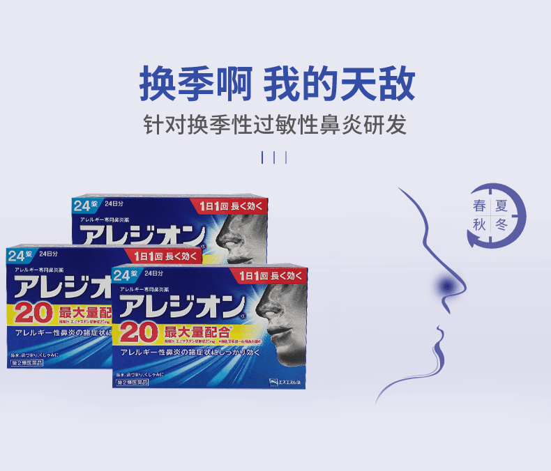 【日本直邮】日本SS制药 白兔牌 针对急性鼻炎过敏性鼻炎急速鼻炎灵片  24粒