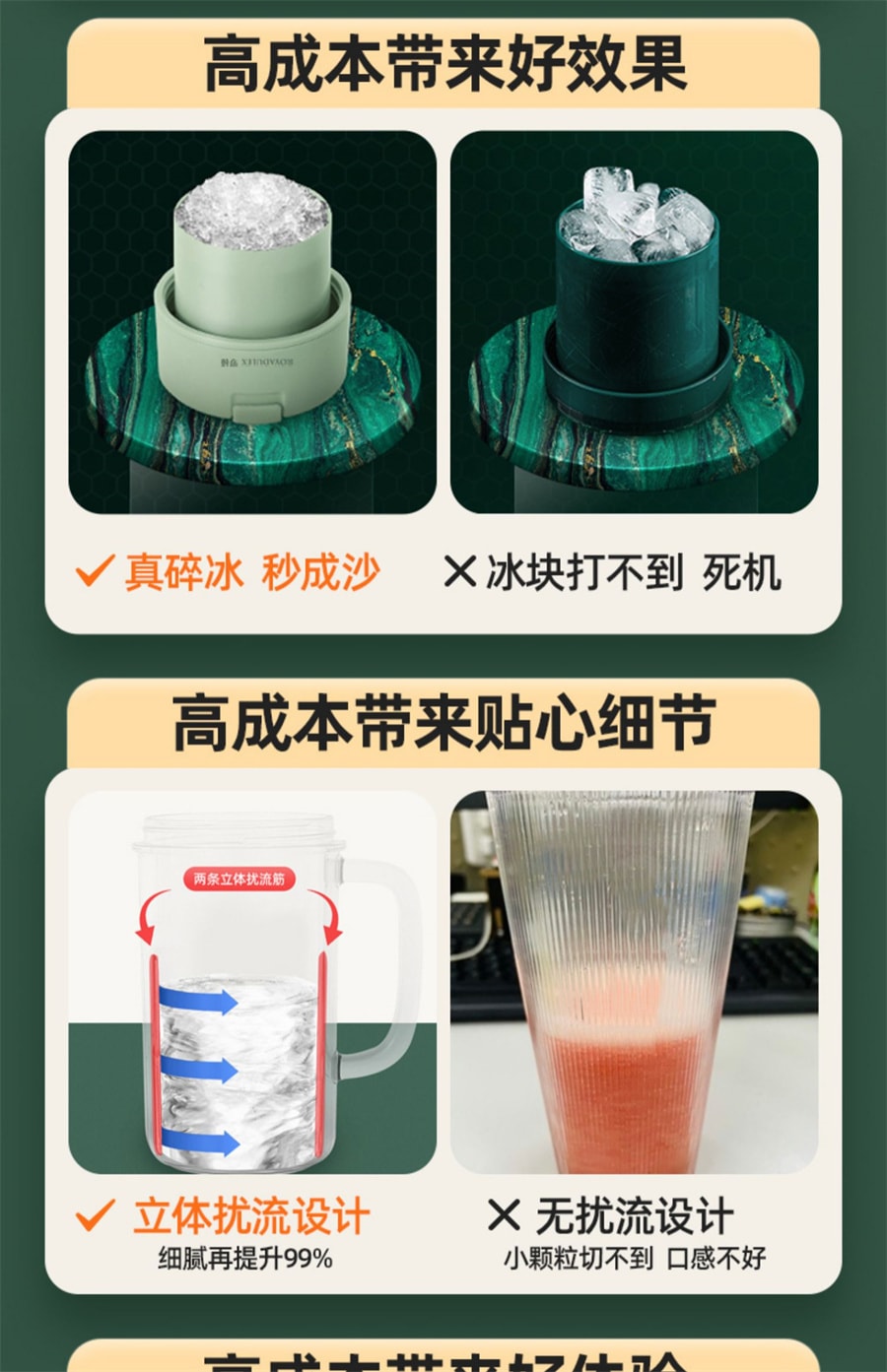 【中国直邮】ONEDAY罗娅 榨汁机小型便携式电动奶昔果汁机家用无线碎冰机  蜜桃粉