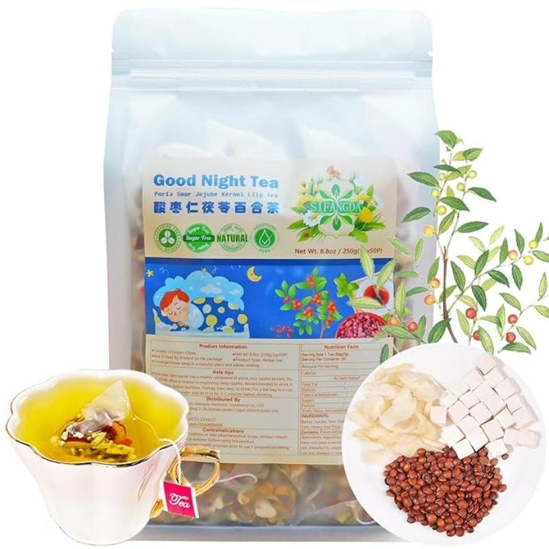  思梵達 【美國直郵】酸棗仁茯苓百合茶 8.8oz(250g5gx50P) 安助神眠多夢養生茶包睡眠伴侶晚安茶