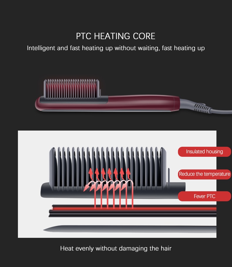 K·SKIN金米 兩用直髮梳夾板 家用直捲捲髮棒 不傷發小直板夾KD388B紅色 1台