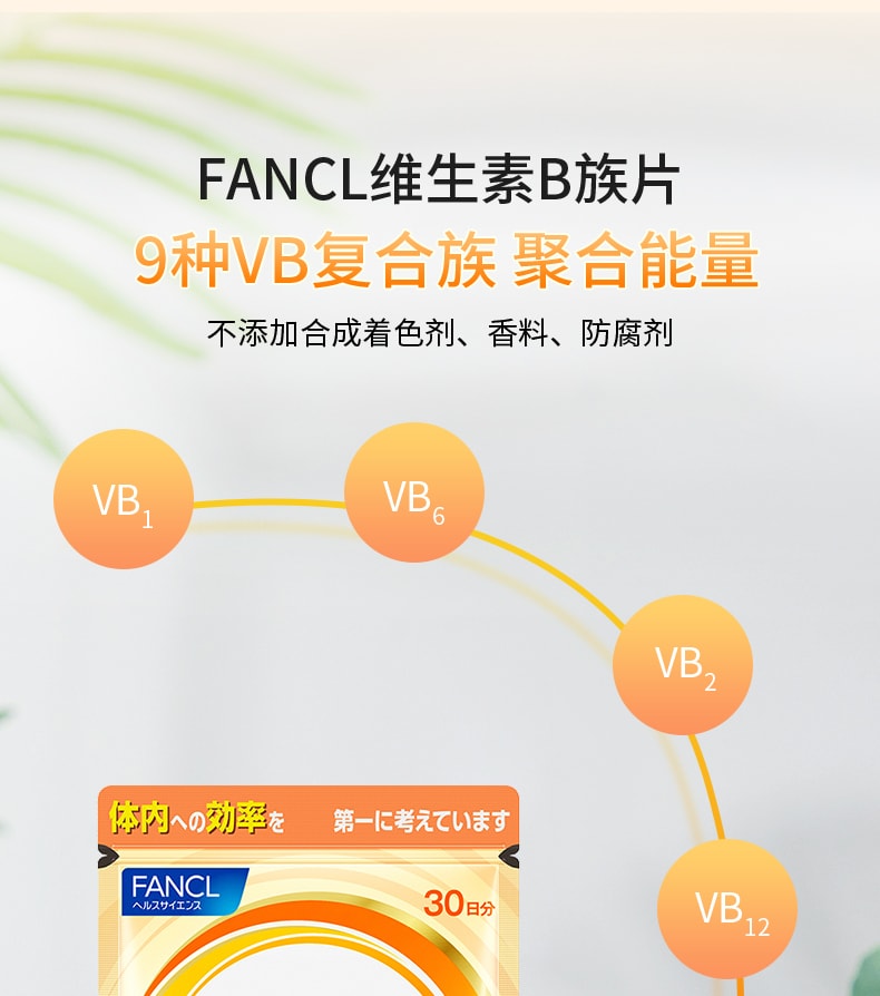 【日本直邮】FANCL 芳珂 天然混合维生素B胶囊 VB B2 B12 180粒3个月装