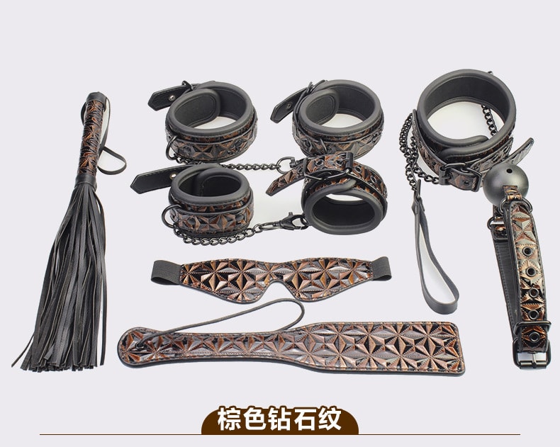 【中国直邮】BEING FETISH 新品 SM组合套装 8件套-棕色 成人必备用品