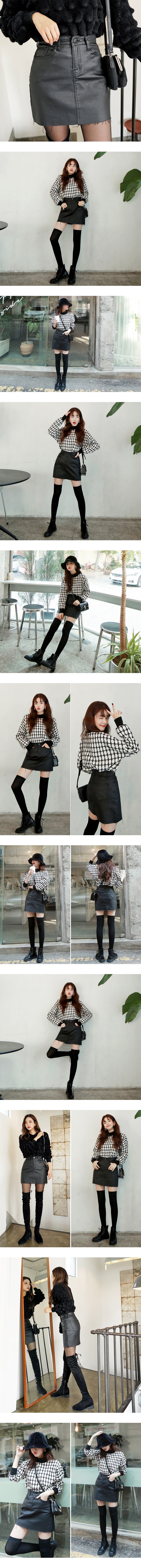 Coated Mini Skirt #Black L(29-30)