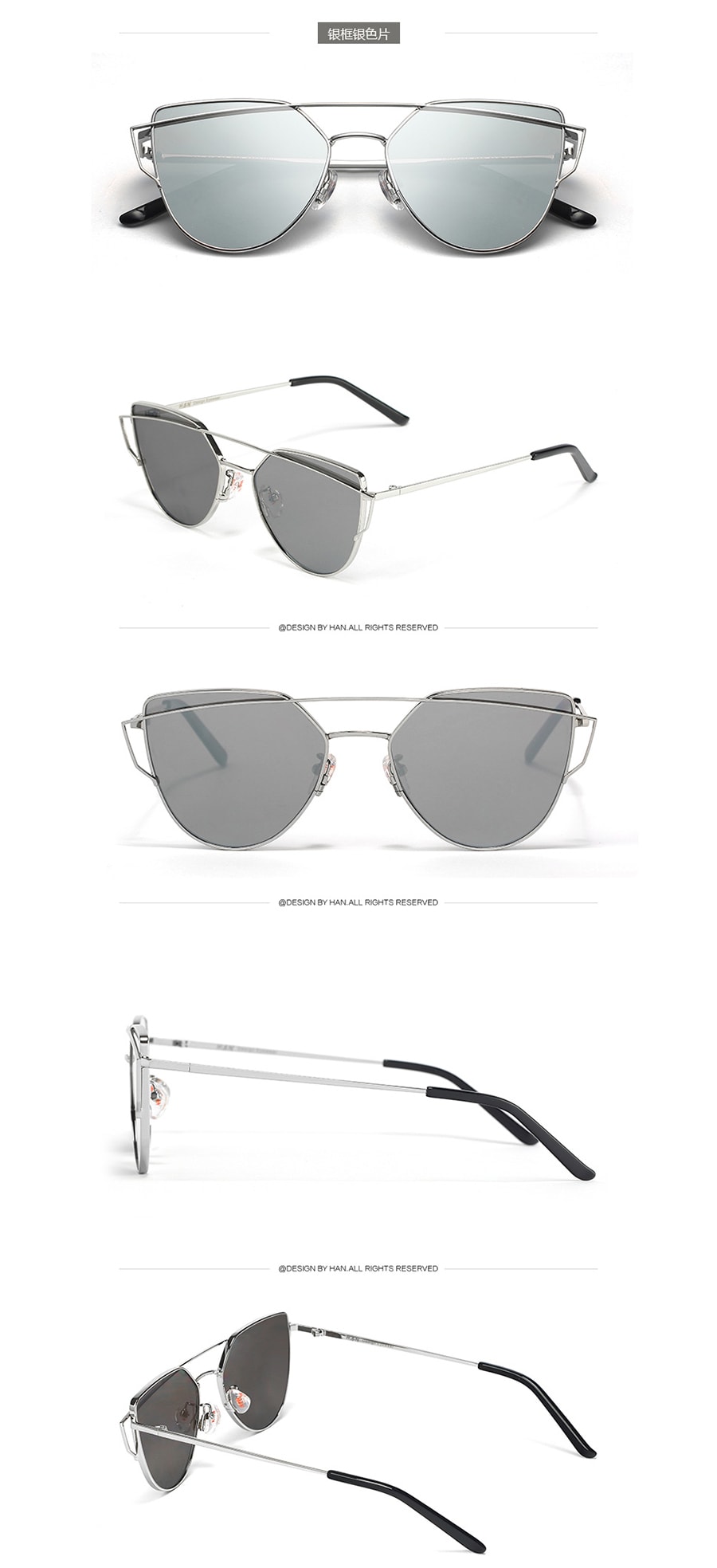 DUALENS 不锈钢防UV太阳眼镜 DL82004 Silver 银框银色片