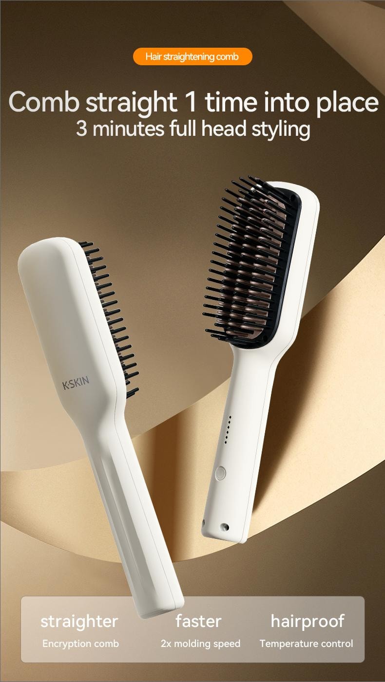 金米 直板夾 捲髮棒 持久電梳子 不傷髮 家用小型直髮梳 KD680C 1台