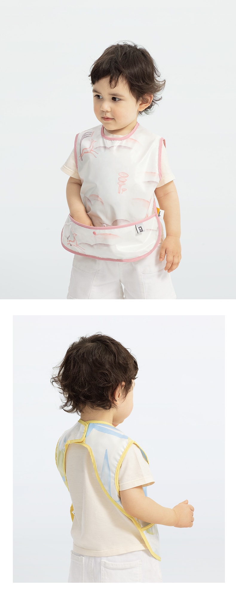 【中國直郵】bc babycare 寶寶吃飯罩衣飯兜罩衫兒童圍兜畫畫反穿衣防水防髒圍裙 Monan-73 碼