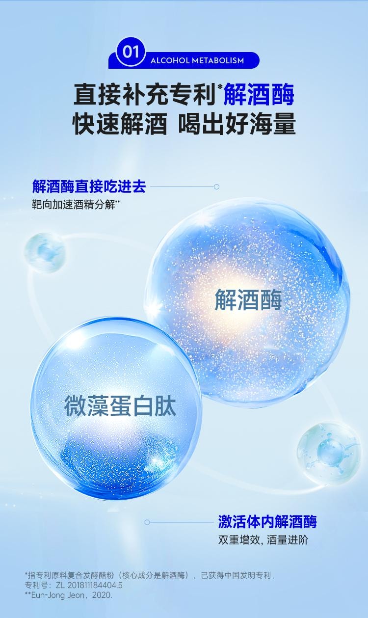 【中國直郵】 WONDERLAB 獨醒解酒膠囊20粒/盒醒酒解酒酶片快速解酒護肝神器應酬防醉
