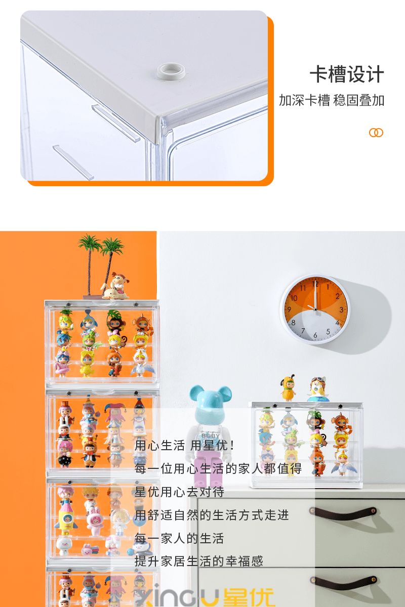 【中国直邮】星优盲盒手办收纳盒展示盒 泡泡玛特展示柜透明白 1个|*预计到达时间3-4周