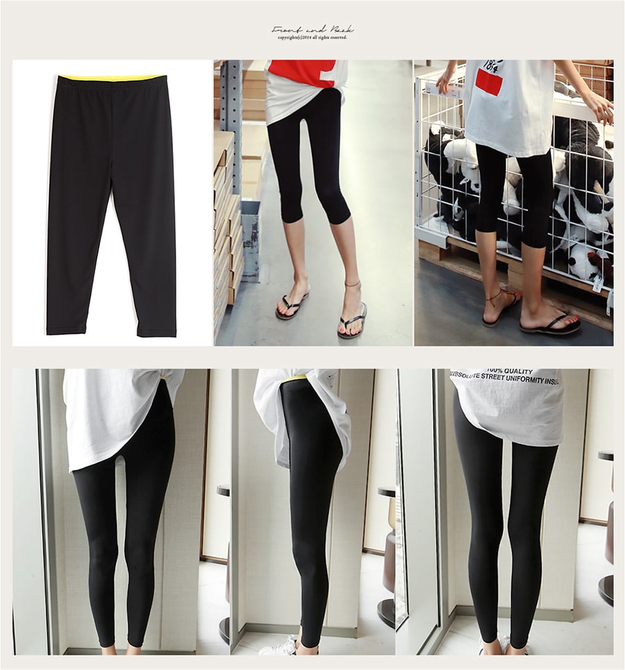 [KOREA] Summer Cool Capri Leggings 2Pack #Black One Size(S-M) [Free Shipping]