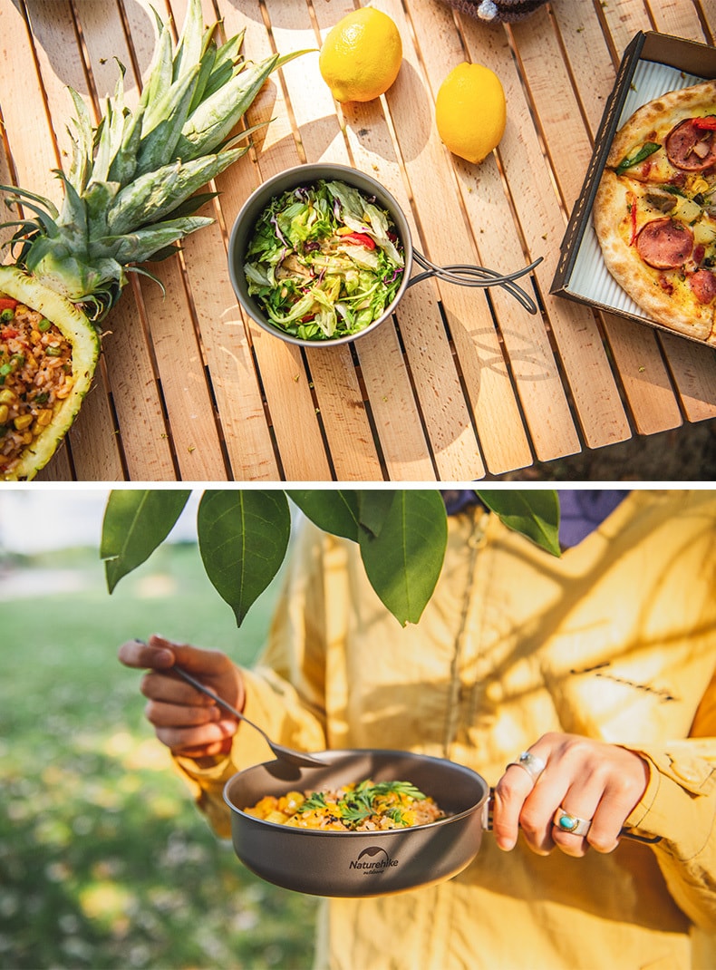 【中国直邮】Naturehike挪客户外钛锅野营餐具露营煎锅野外便携式锅具炊具厨具   小号煎盘