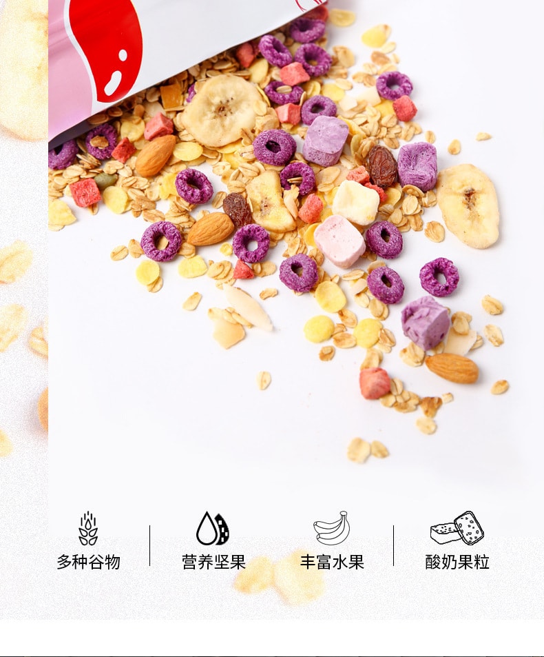 【中国直邮】朔阳  烘焙坚果燕麦早餐谷物 盛阳山酸奶果粒燕麦片代餐 500g/袋