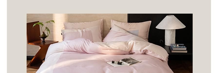 YUNYU芸裕家居 簡約輕奢雙拼60S蘭精天絲四件組 胭脂粉 220cm×240cm