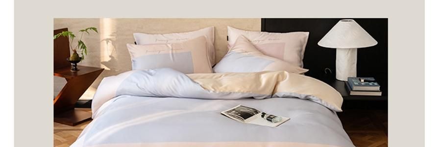 YUNYU芸裕家居 簡約輕奢雙拼60S蘭精天絲四件組 胭脂粉 220cm×240cm