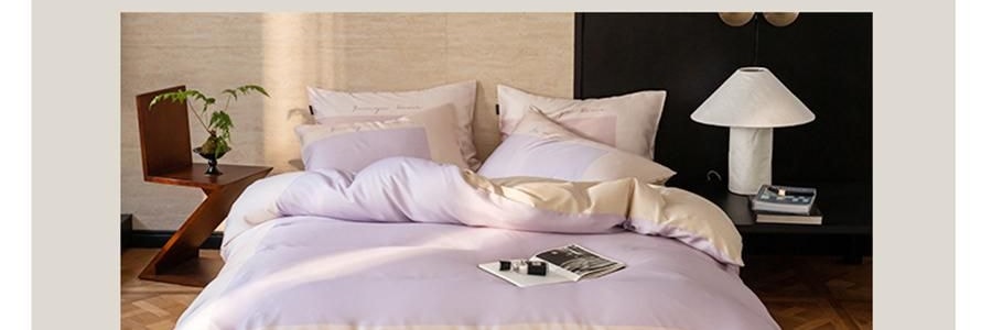 YUNYU芸裕家居 簡約輕奢雙拼60S蘭精天絲四件組 胭脂粉 220cm×240cm