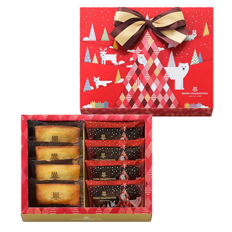 【日本直邮】DHL直邮3-5天 日本甜点名店 HENRI CHARPENTIER 连续6年贩卖个数吉尼斯世界纪录 2020年圣诞节限定 可可巧克力费南雪小蛋糕 8个装