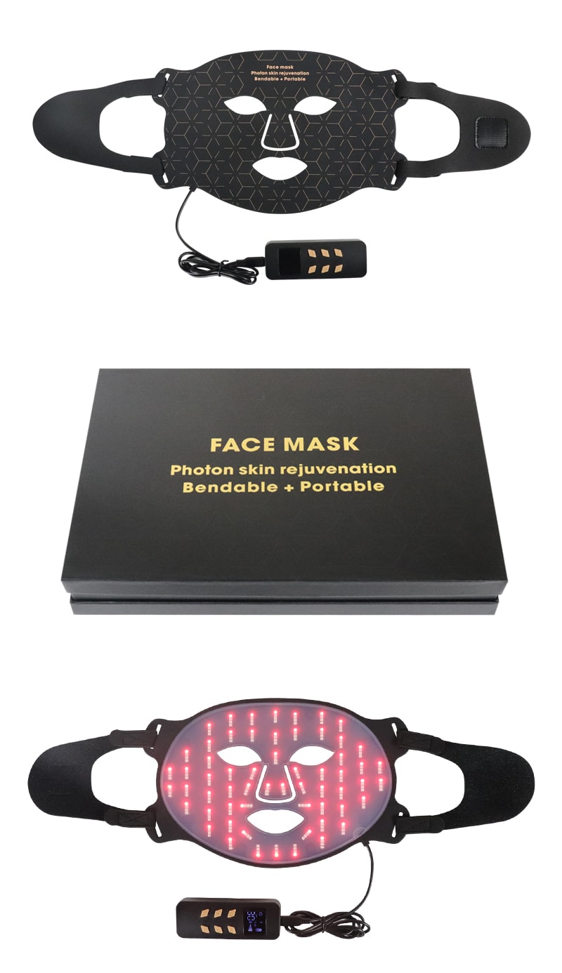 中國KAKUSAN卡酷尚新款矽膠美容面罩光子嫩膚儀光譜儀祛痘嫩膚美容儀 黑色 1件