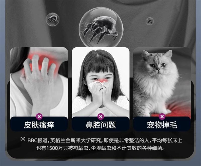 【中國直郵】 康佳 颶風無線除蟎儀床上紫外線殺菌機二合一 水銀灰+8濾芯