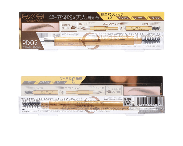 EXCEL||眉筆眉粉眉刷三用細緻眉筆||#PD02 棕黃系髮色用 0.4g