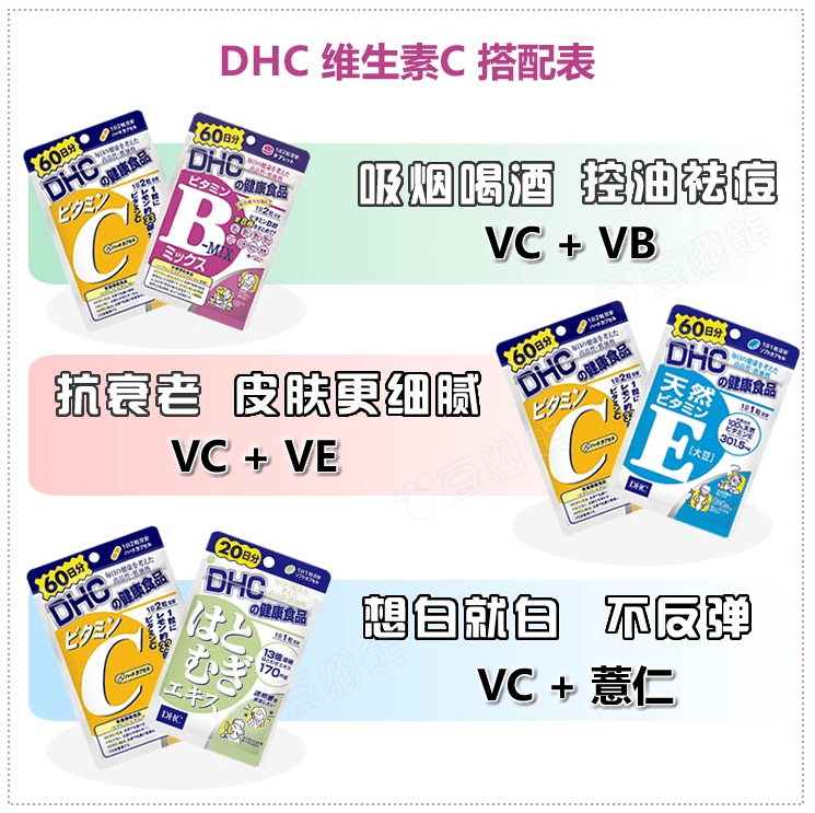 日本DHC 维生素C 120粒60日分 美白维他命C片 提高免疫力促进胶原蛋白吸收美白淡斑