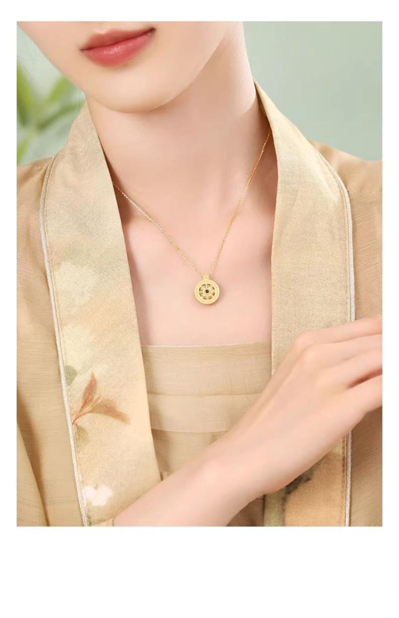 【中國直郵】 周大學生 八寶羅盤S925純銀項鍊女新中式高級感首飾 1條裝