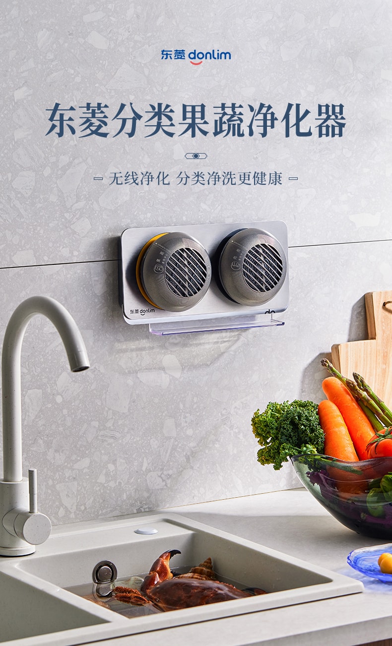【中国直邮】东菱  分类果蔬净化器食材清洗机便携无线   钛金灰