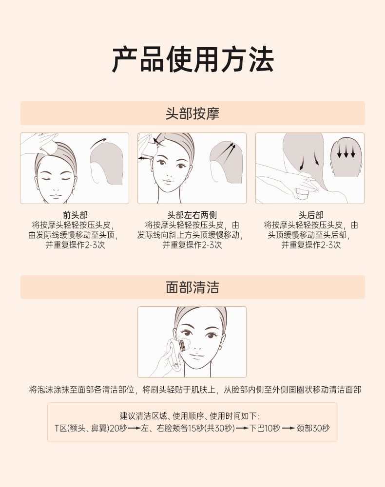 中國 TOUCHBeauty 美麗多功能頭部頭皮按摩器頸部頸椎全自動助眠經絡推臉部清潔 白色 1件