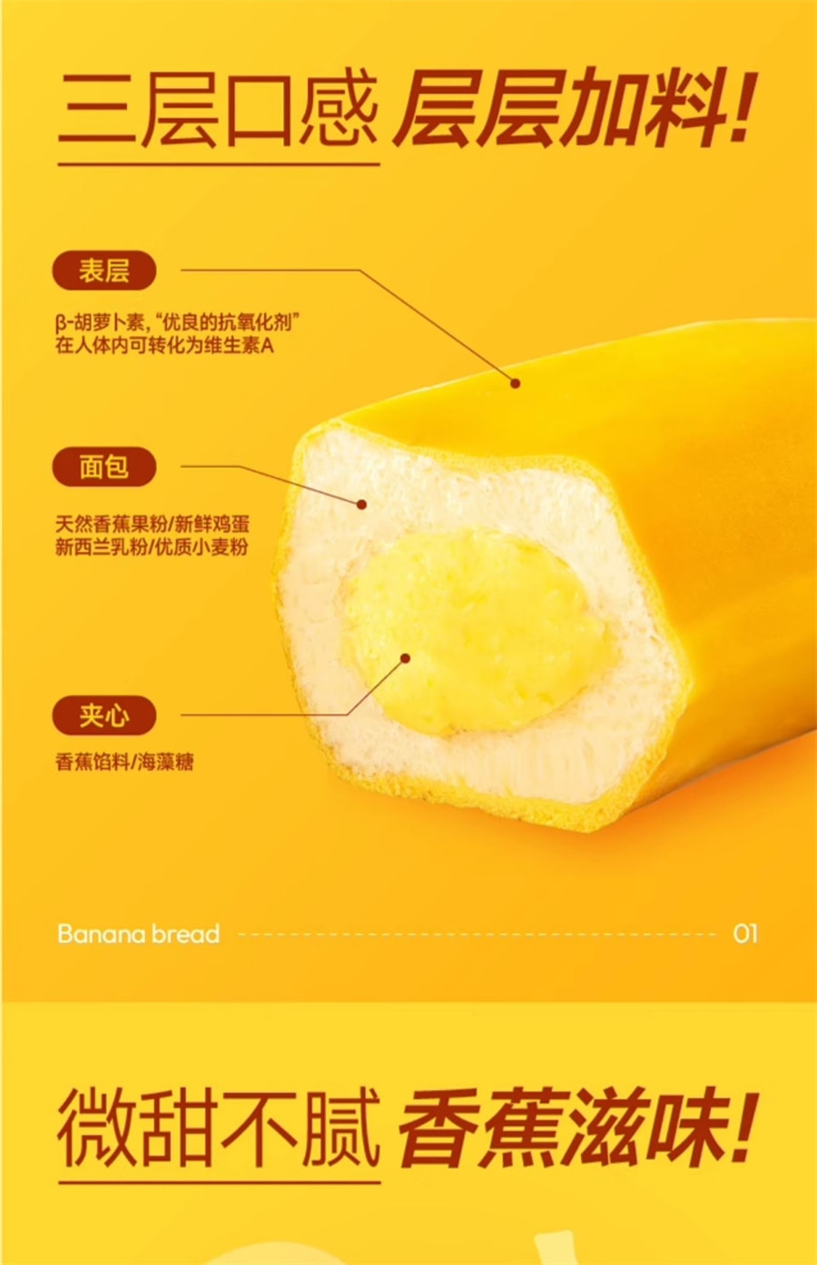 【中国直邮】乐锦记 香蕉面包代早餐夹心蛋糕营养健康饱腹385g/盒