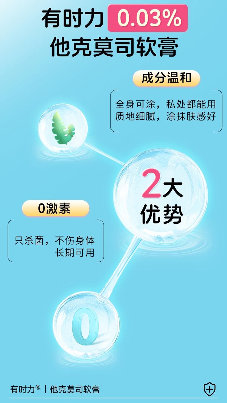 【中國直郵】 有時力 他克莫司軟膏 0.03%*20g*1支/盒(醫師推薦拍3盒)
