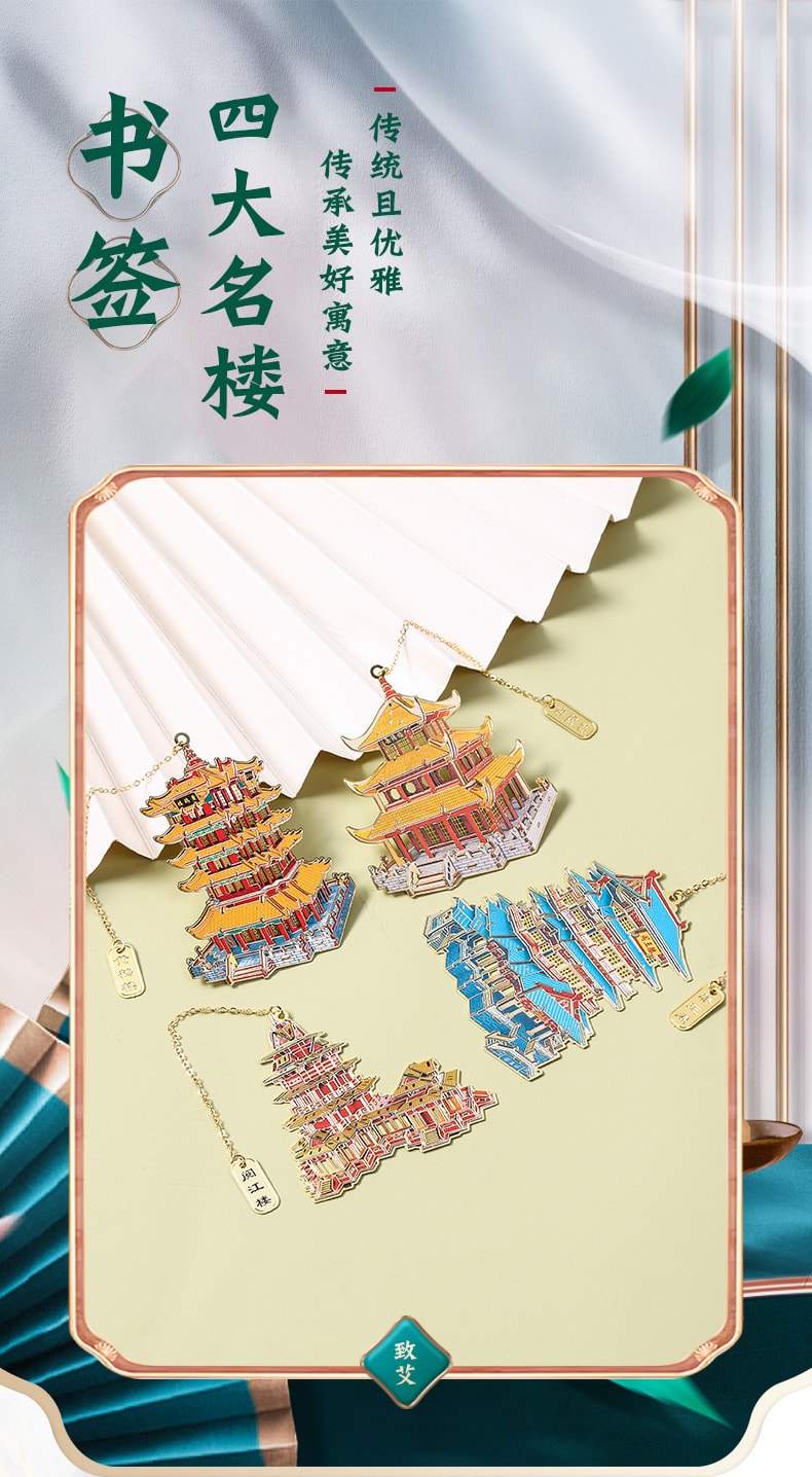 親王 黃鶴樓四大名樓古典建築書籤中國風金屬黃銅書籤書籤 滕王閣0PP袋裝