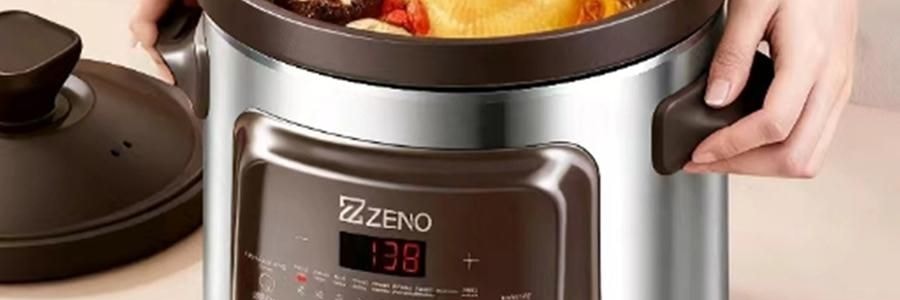 ZENO 紫砂电炖锅 多功能电砂锅电炖盅 煲汤锅炖汤锅 4L-ZSD-406U【限量送磁力搅拌咖啡杯】