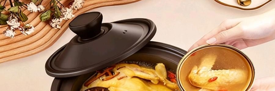 ZENO 紫砂电炖锅 多功能电砂锅电炖盅 煲汤锅炖汤锅 4L-ZSD-406U【限量送磁力搅拌咖啡杯】