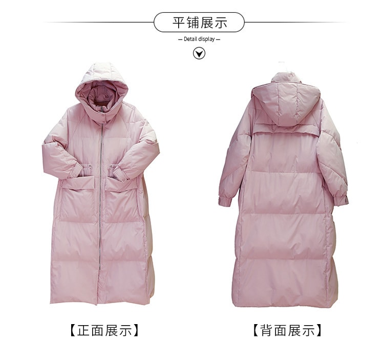 【冬季超爆款】【中国直邮】爪哇岛 韩系温柔淑女风 中长款羽绒服外套带帽子 黑色 L码