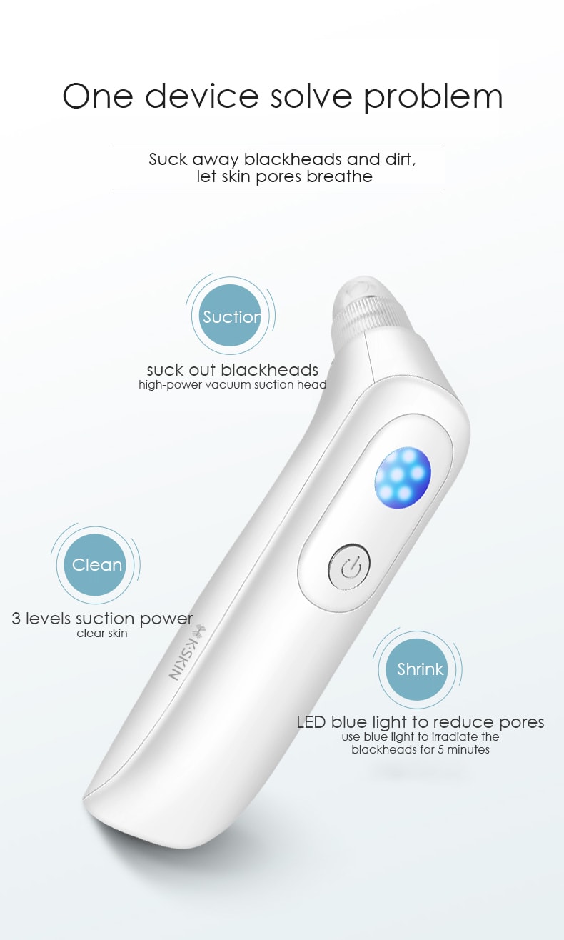 K·SKIN金米 電動吸黑頭儀 去粉刺小氣泡美容儀器 毛孔清潔導出儀KD802白色 1台