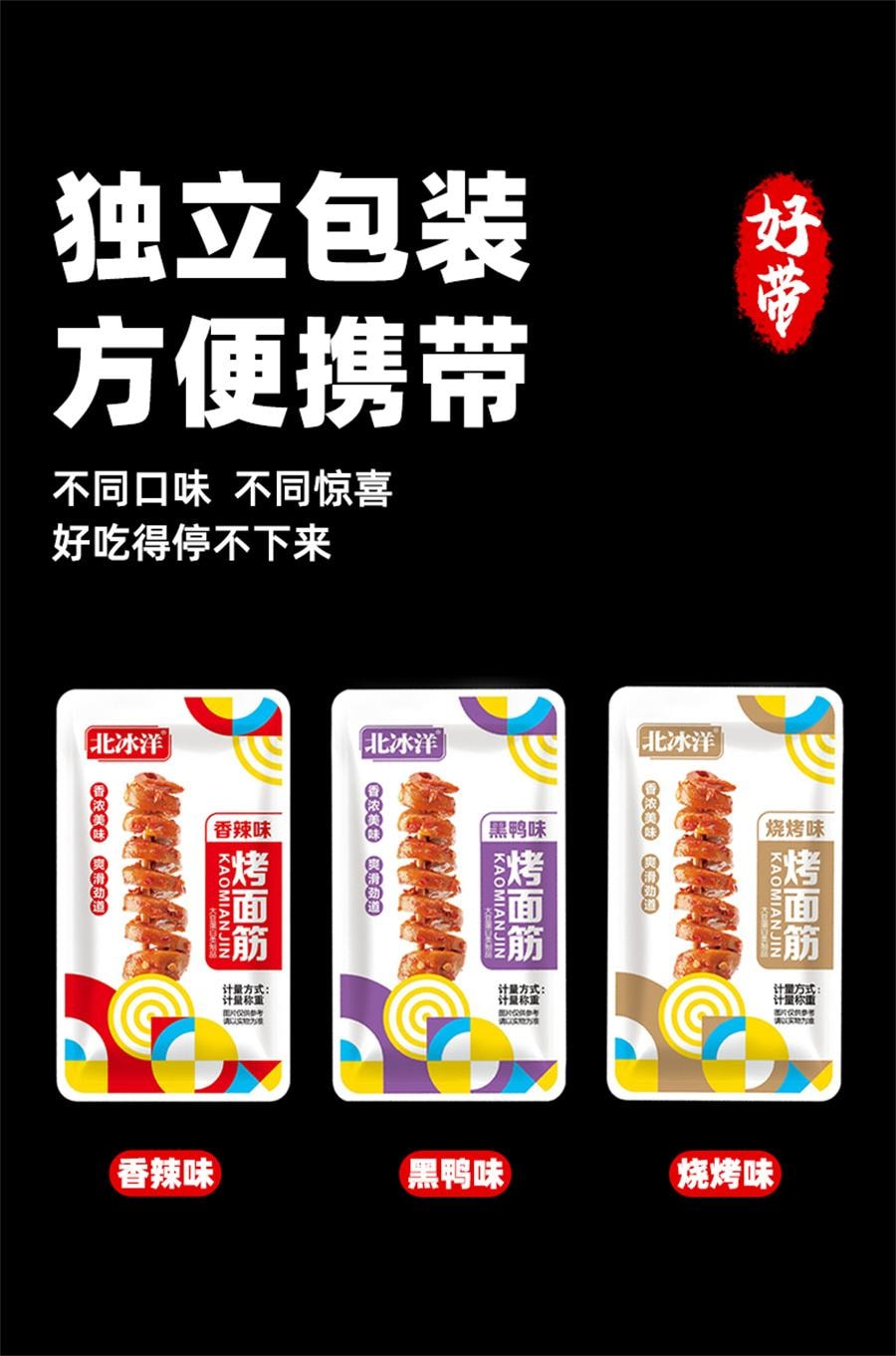 【中國直郵】 北冰洋 烤麵筋辣條手撕素肉解饞零食休閒食品小吃開袋即食 燒烤味豆乾 12g*5包
