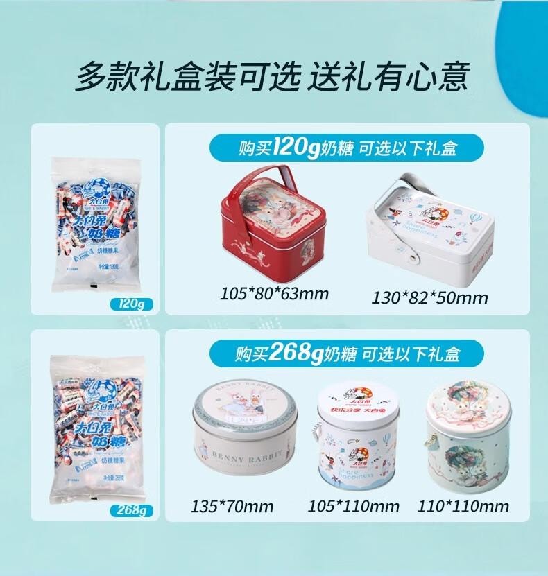 【中國直郵】 大白兔 奶糖 紅色鐵罐裝120g 休閒食品上海特產解饞零食 喜糖伴手禮