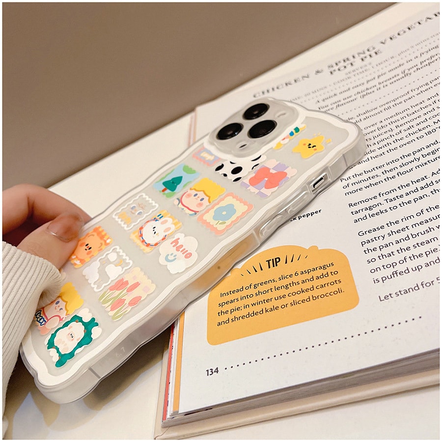 欣月 苹果硅胶手机壳 摄像孔加高保护侧边按键独立设计保护套 Iphone12 Pro Max 透明涂鸦方块