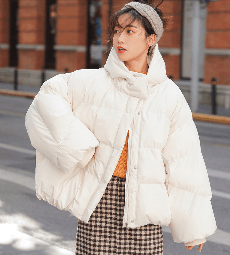2019Winter loose jacket thick cotton jacket ladies cotton coat apricot # 1 piece