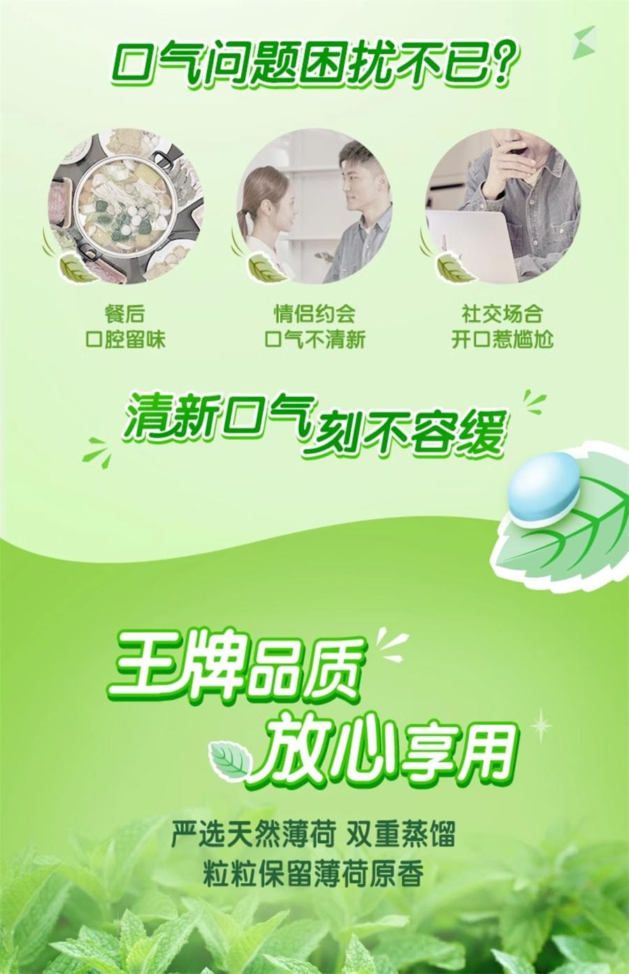 Sugar-free mint candy jasmine tea + spearmint + Strawberry + blackcurrant flavor + original 24g*5 bottles