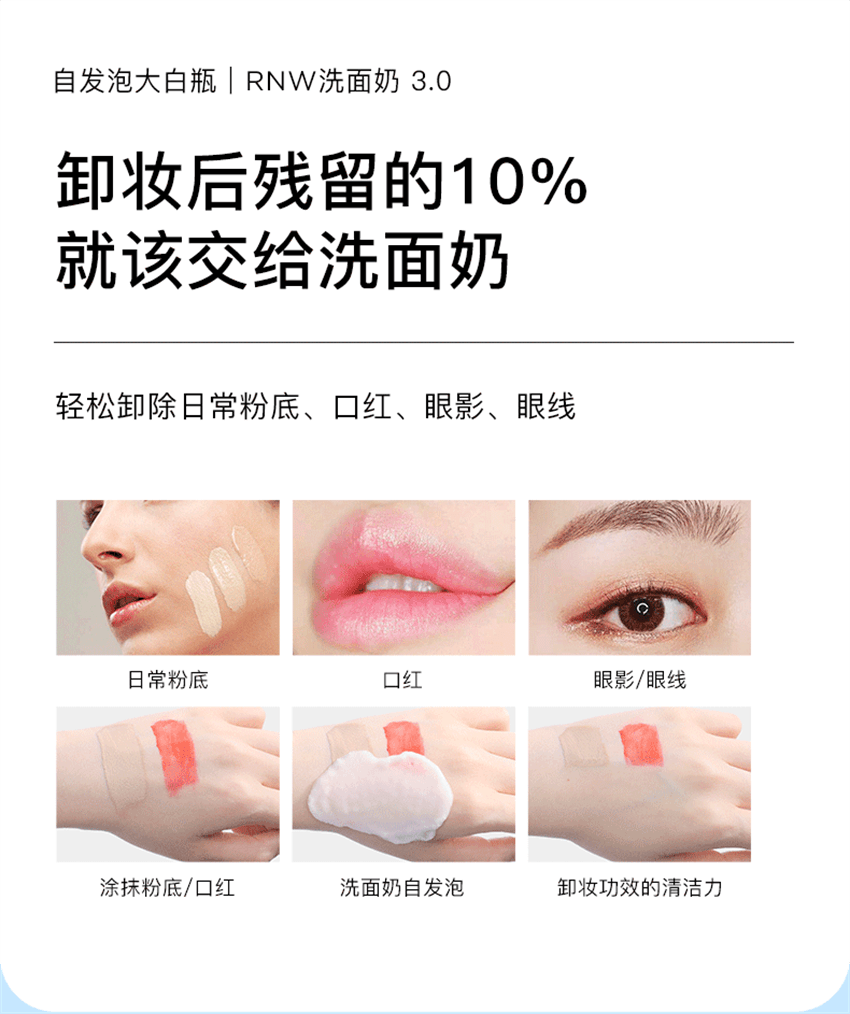 【中国直邮】韩国 RNW 如薇 氨基酸洗面奶 深层清洁毛孔洁面 7秒自发泡 氧气泡泡SPA 200g/瓶