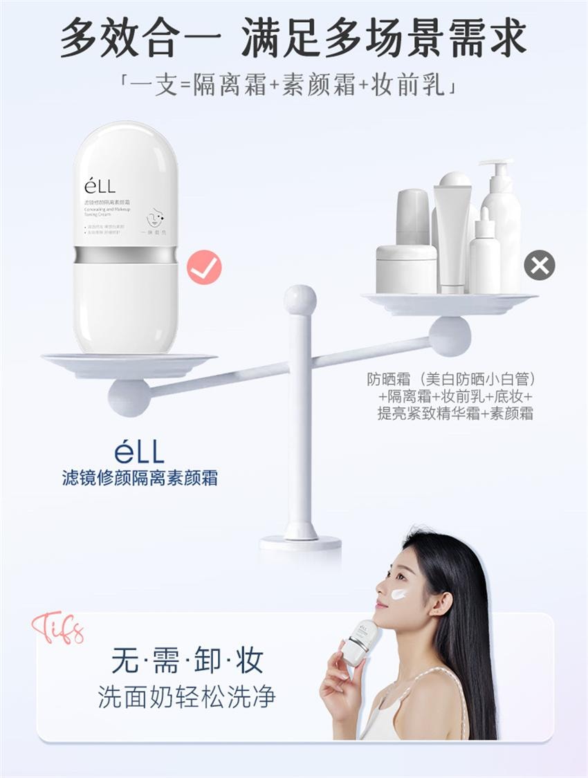 【中國直郵】ELI 濾鏡修顏隔離素顏霜 隔離妝前乳 提亮膚色防汗裸妝服貼不假白 30g/瓶(品牌明星代言-穎兒)