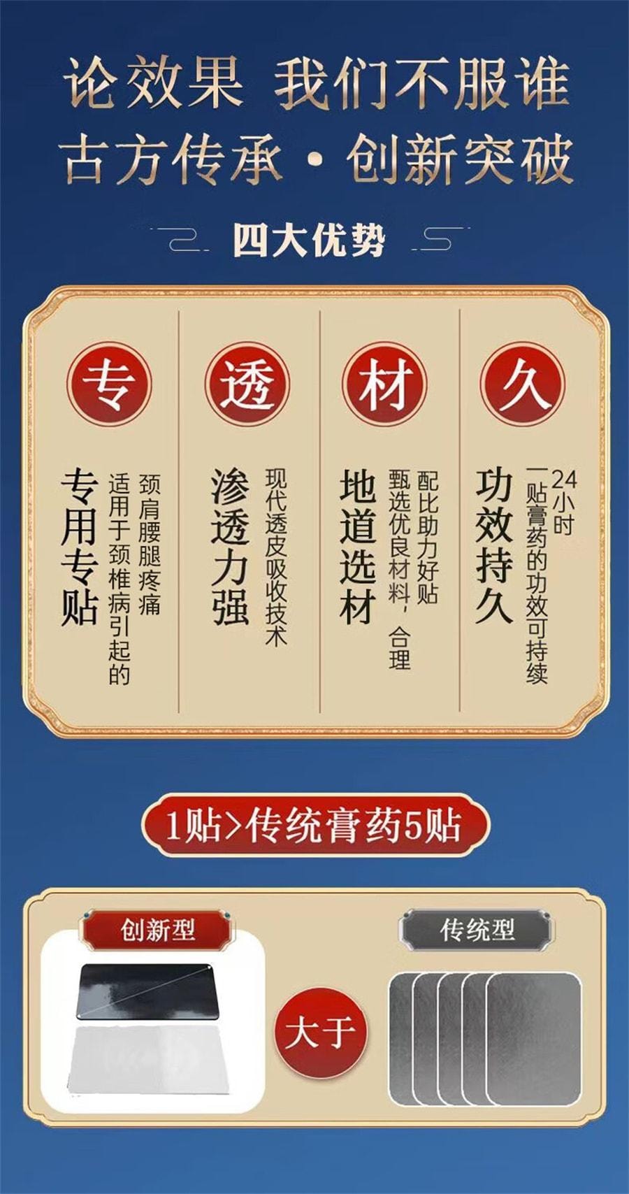 【中国直邮】 仁和 颈椎贴颈椎病压迫头晕专用贴膏富贵包疼痛消除发热远红外 1盒6贴