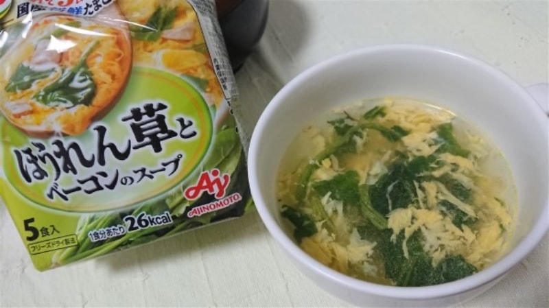 【日本直郵】日本味之素 AJINOMOTO KONRR 營養早餐 速食湯 方便湯 菠菜培根湯 5包裝